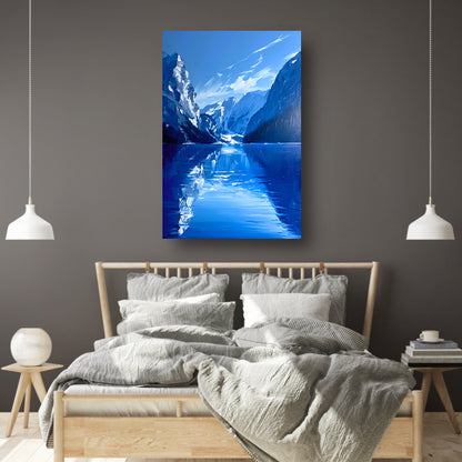 Abstract berglandschap in blauwe tinten canvas