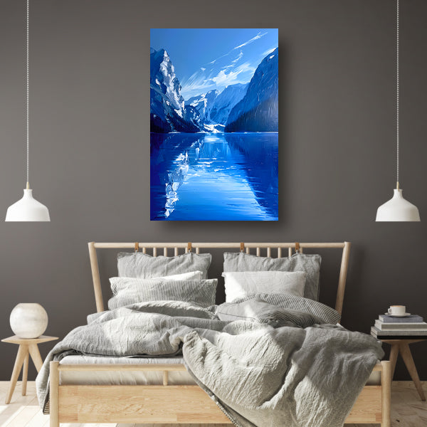 Abstract berglandschap in blauwe tinten poster