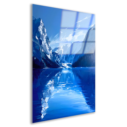 Abstract berglandschap in blauwe tinten acrylglas