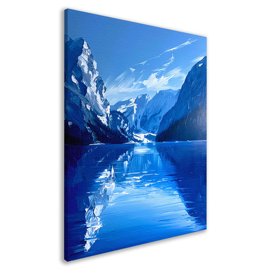 Abstract berglandschap in blauwe tinten canvas
