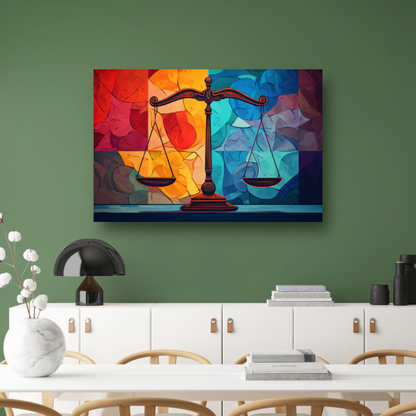 Minimalistische weegschaal in evenwicht canvas