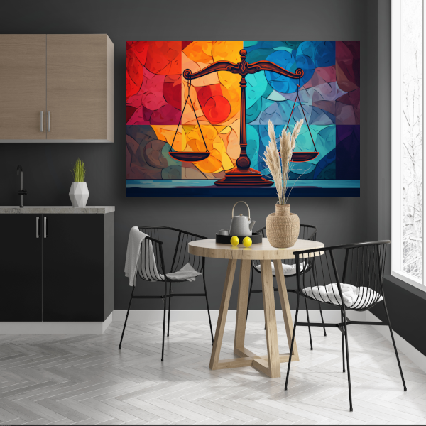 Minimalistische weegschaal in evenwicht canvas