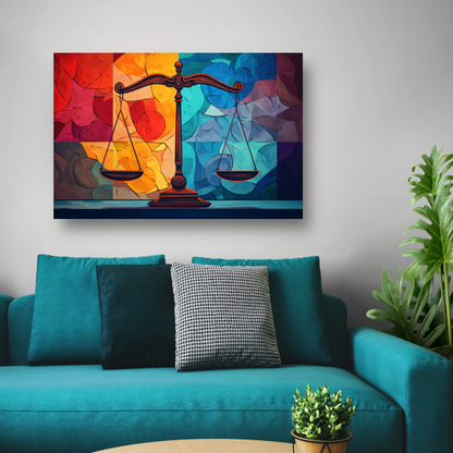 Minimalistische weegschaal in evenwicht canvas