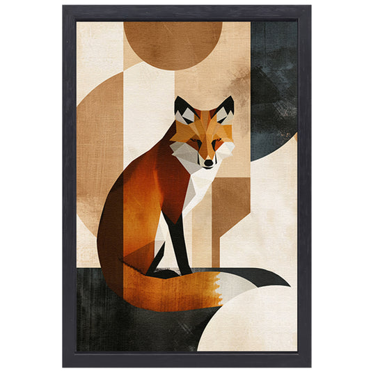 Minimalistische Vos in Art Deco Stijl canvas met baklijst