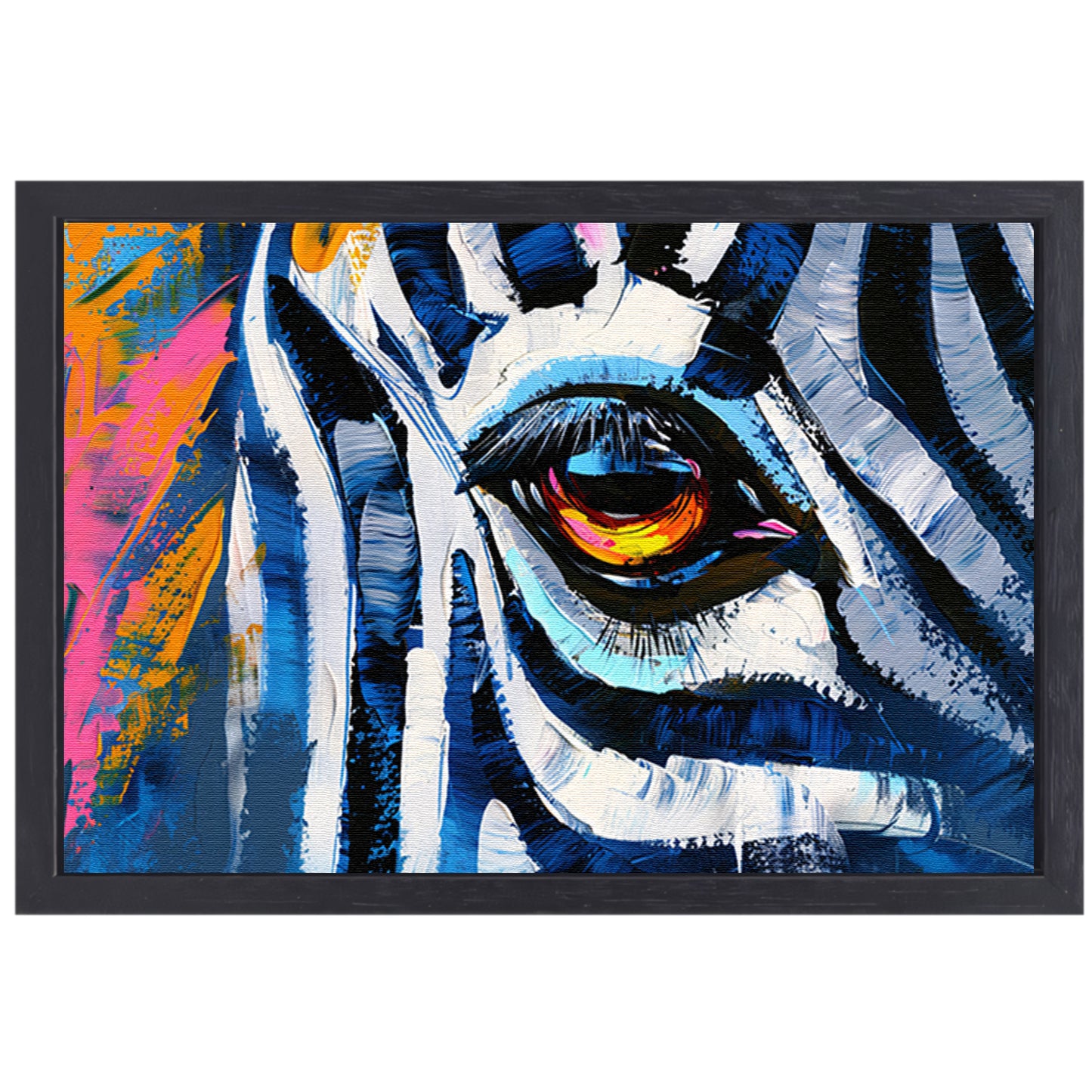 Abstracte kleurrijke close-up van een dierenoog canvas met baklijst