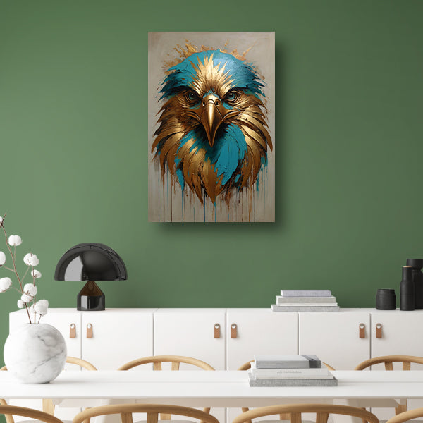 Abstracte Turkoois en Gouden Adelaar canvas