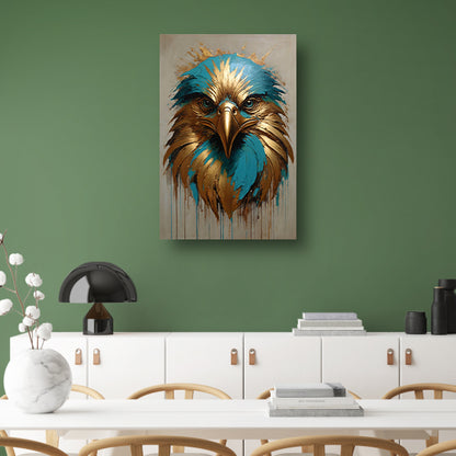 Abstracte Turkoois en Gouden Adelaar canvas