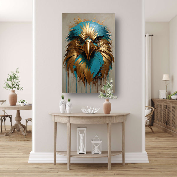 Abstracte Turkoois en Gouden Adelaar canvas