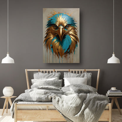 Abstracte Turkoois en Gouden Adelaar canvas