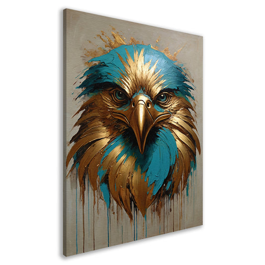 Abstracte Turkoois en Gouden Adelaar canvas