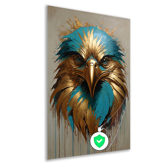 Abstracte Turkoois en Gouden Adelaar poster