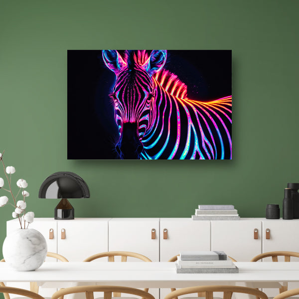 Neon Zebra in Psychedelische Kleuren poster