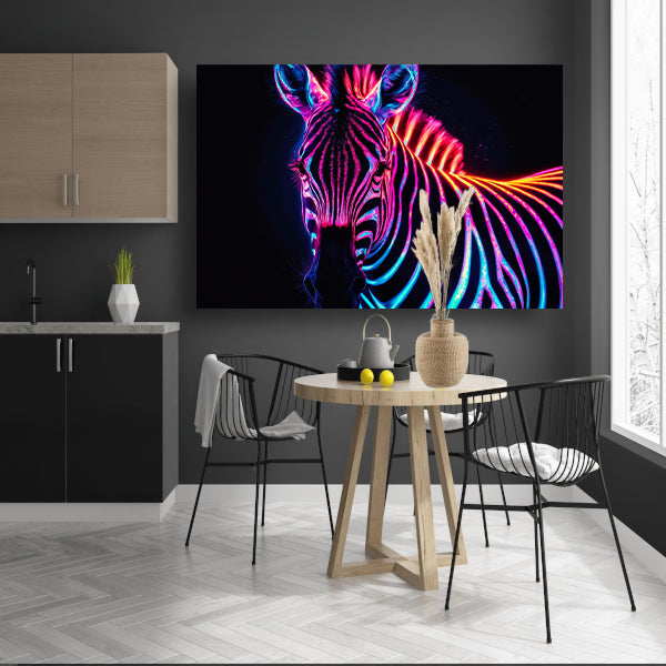 Neon Zebra in Psychedelische Kleuren poster