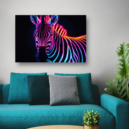 Neon Zebra in Psychedelische Kleuren poster