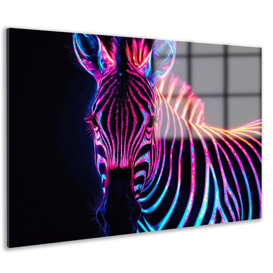 Neon Zebra in Psychedelische Kleuren acrylglas