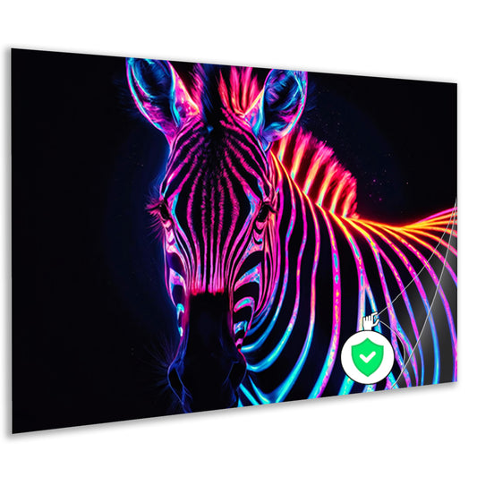 Neon Zebra in Psychedelische Kleuren poster