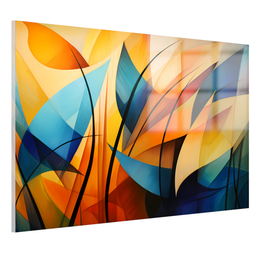 Vloeiende Abstractie in Kleurcontrast acrylglas