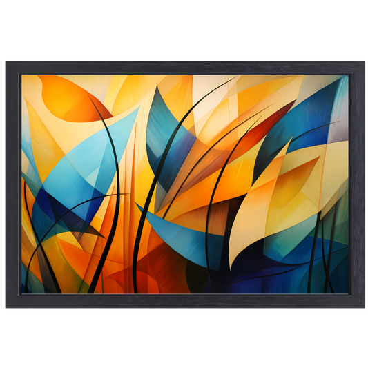 Vloeiende Abstractie in Kleurcontrast canvas met baklijst