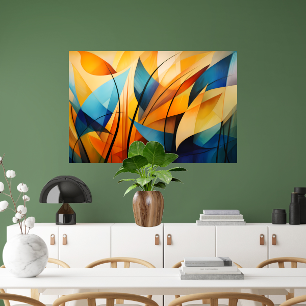 Vloeiende Abstractie in Kleurcontrast poster