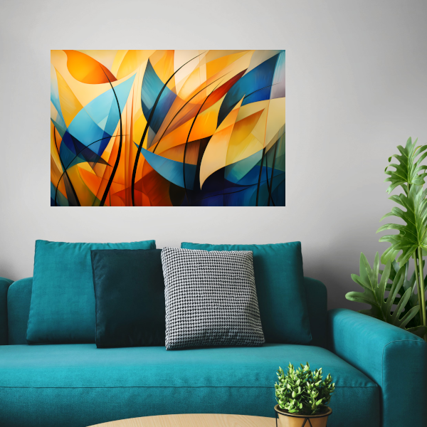 Vloeiende Abstractie in Kleurcontrast poster