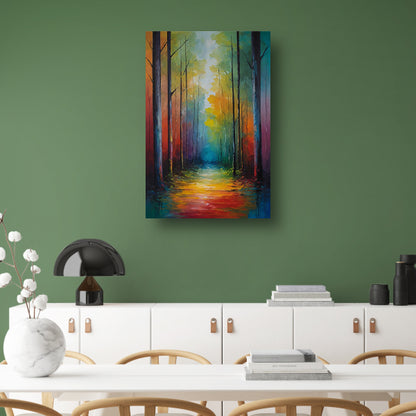 Betoverend Kleurrijk Boslaan Kunstwerk canvas