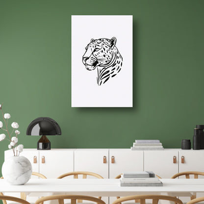 Zwart-witte luipaard lijnkunst minimalisme poster