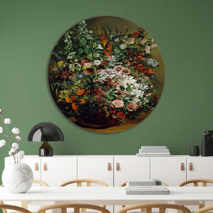 Bouquet of Flowers in a Vase - Gustave Courbet aluminium muurcirkel