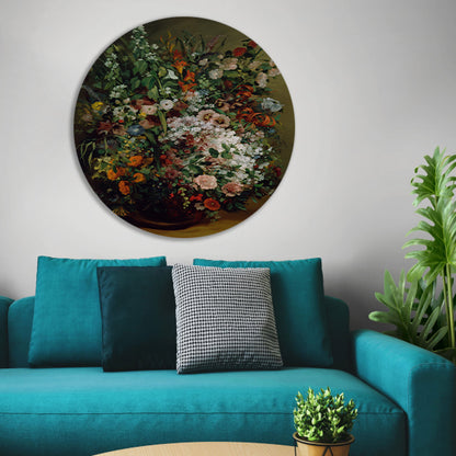 Bouquet of Flowers in a Vase - Gustave Courbet aluminium muurcirkel