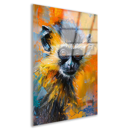 Kleurrijk abstract schilderij van een aap acrylglas