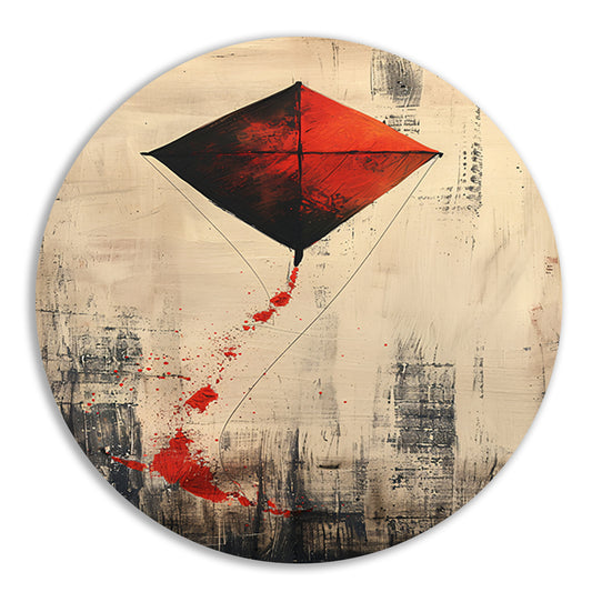 Rode vlieger Abstract kunst aluminium muurcirkel