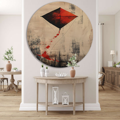 Rode vlieger Abstract kunst aluminium muurcirkel