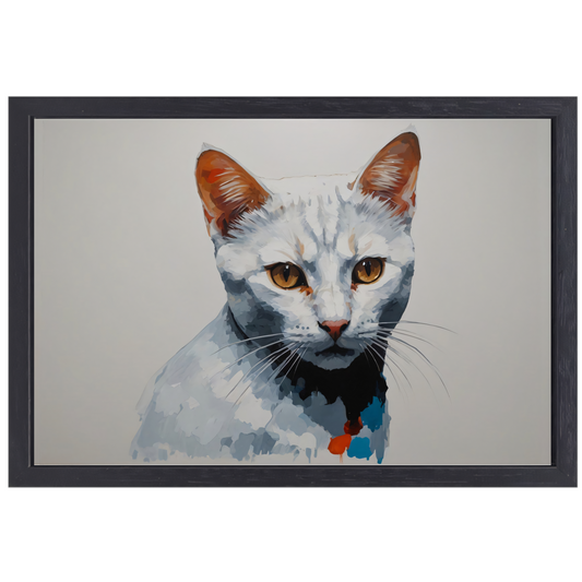 Modern Minimalistisch Portret van een Kat canvas met baklijst