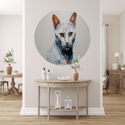 Modern Minimalistisch Portret van een Kat aluminium muurcirkel