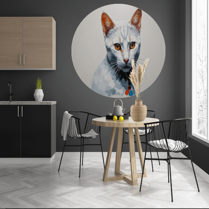 Modern Minimalistisch Portret van een Kat aluminium muurcirkel