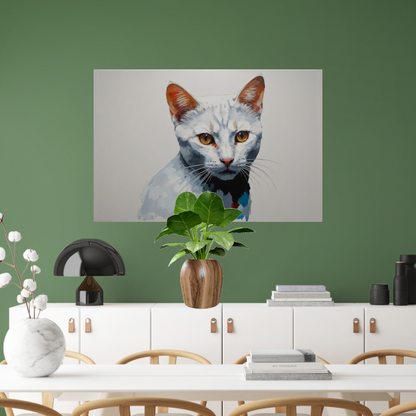 Modern Minimalistisch Portret van een Kat canvas met baklijst