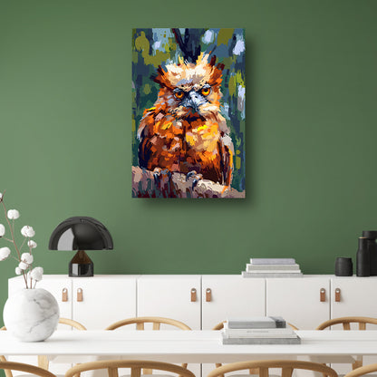 Digitale kunst van kleurrijke vogel in natuur poster