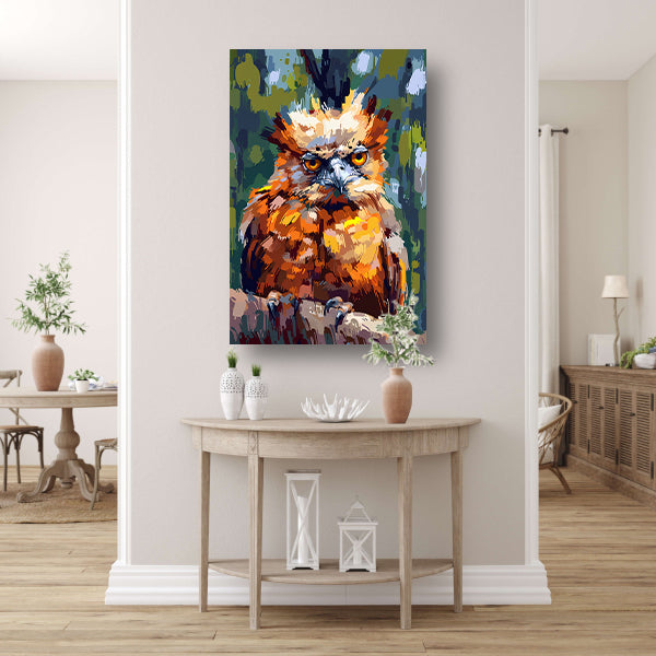Digitale kunst van kleurrijke vogel in natuur poster