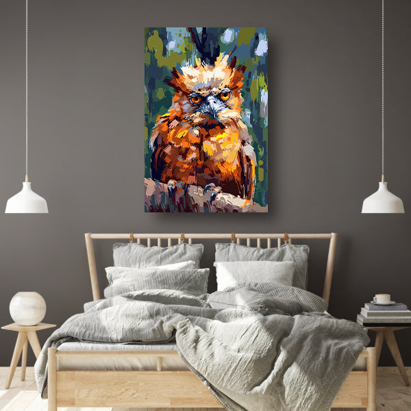 Digitale kunst van kleurrijke vogel in natuur poster