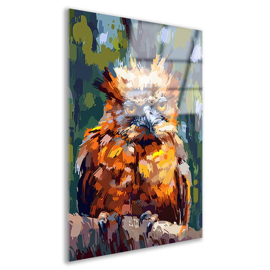 Digitale kunst van kleurrijke vogel in natuur acrylglas