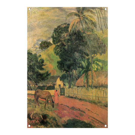 Landschap, Paard op de weg - Paul Gauguin tuinposter