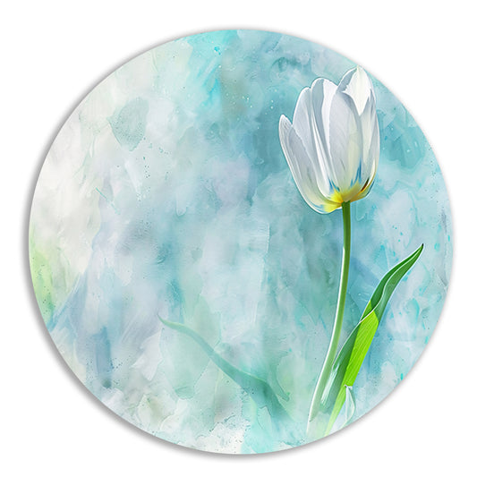 Prachtige aquarel schildering van een tulp aluminium muurcirkel