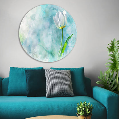 Prachtige aquarel schildering van een tulp aluminium muurcirkel
