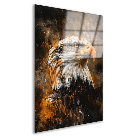 Dynamisch portret van adelaar in rustieke stijl acrylglas
