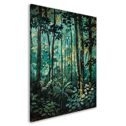 Realistisch schilderij van een groen bos canvas
