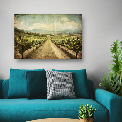 Rustieke wijngaard met sepia hemel canvas