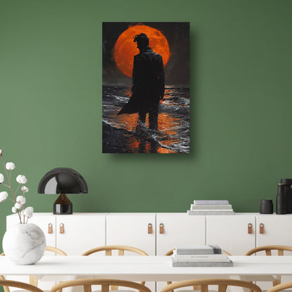 Silhouet tegen de gloeiende maannacht poster