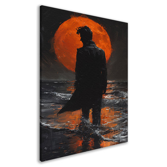Silhouet tegen de gloeiende maannacht canvas