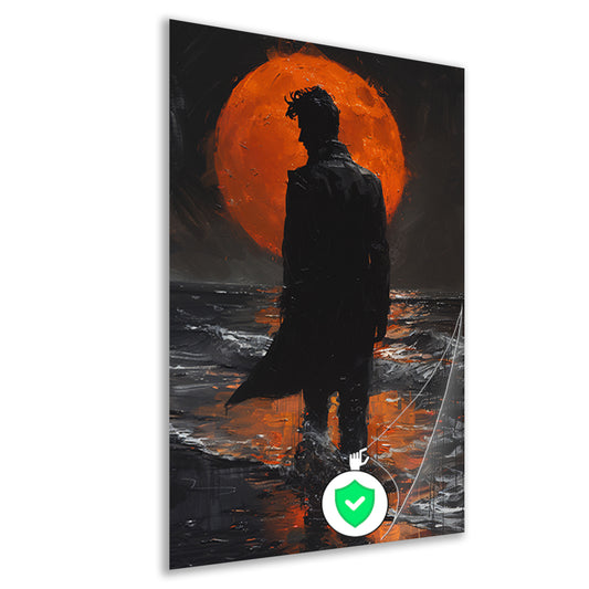 Silhouet tegen de gloeiende maannacht poster