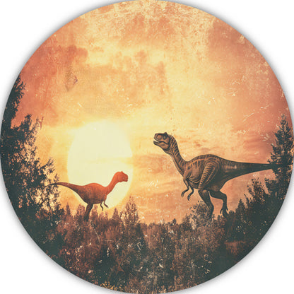 Surrealistische dinosaurusdroom aluminium muurcirkel