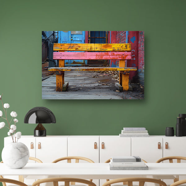 Minimalistisch bank op stoep canvas met baklijst